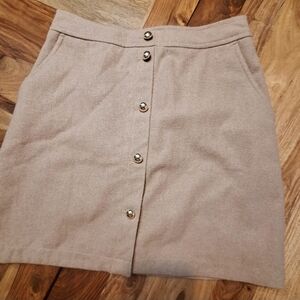LOFT Tan Button-Down Mini Skirt
